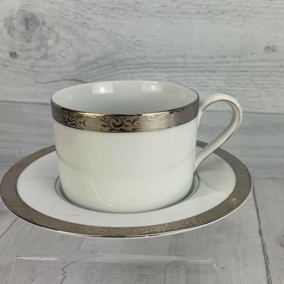 Nikko PLATINUM FILIGREE White Cup Saucer Set - Picture 2 of 9